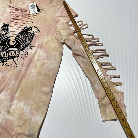 Torrid 1X 14 / 16 Pink Tie Dye Radiate Love Punk Slash Tattoo Tee T Shirt NWT - Picture 8 of 10